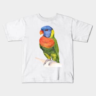 rainbow lorikeet parrot australian bird watercolor Kids T-Shirt